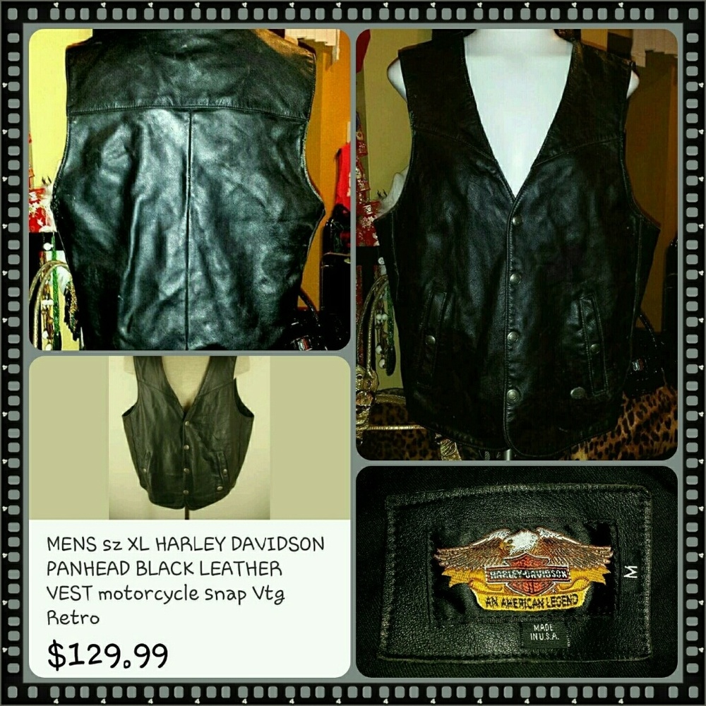 ☠HARLEY DAVIDSON VINTAGE 1980s LEATHER COAT VEST